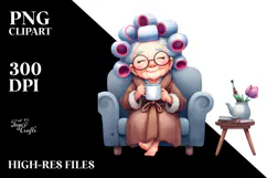 Old Lady Sofa Hair Mug | Sublimation Clipart Product Image 2
