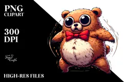 Silly Cartoon Bear with Bow Tie, Transparent PNG Product Image 2