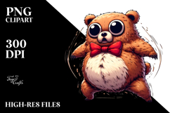 Silly Cartoon Bear with Bow Tie, Transparent PNG Product Image 2