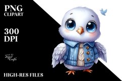 Funny Baby Dove Portrait | Watercolor Clipart Product Image 3