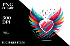 Heart with Wings Paintbrush Style PNG Product Image 2