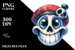 Funny Watercolor Wimsical Skull | Haloween Clipart Product Image 3