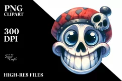 Funny Watercolor Wimsical Skull | Haloween Clipart Product Image 3