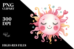 Simple Pinkish Smiling Whimsical Sun PNG Product Image 2