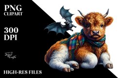 Baby Highland Cow with Bat PNG Product Image 3