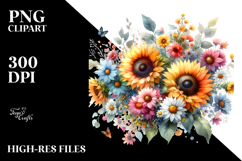 Colorful Small Sunflower PNG Product Image 2