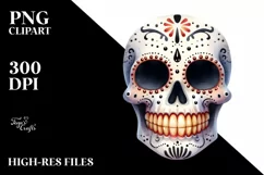 Watercolor Funny Halloween Skull | Clipart Product Image 1