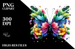 Vibrant Butterfly with Flowers, PNG Product Image 3
