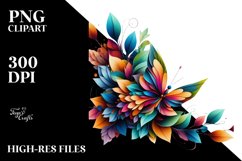 Vibrant Butterfly with Flowers, PNG Product Image 1