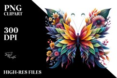 Vibrant Butterfly with Flowers, PNG Product Image 1