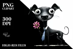 Funny Watercolor Dog Wearing Tie | Clipart Product Image 3