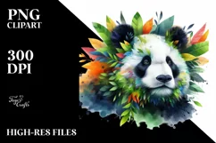 Vibrant Panda with Plant Leaves, PNG Product Image 3