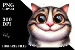 Watercolor Cat with Expressive Goofy Smile | Clipart Product Image 1