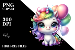 Baby Unicorn with Balloons PNG Product Image 2
