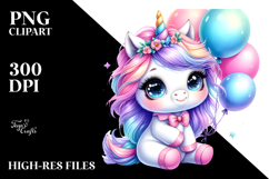 Smiling Baby Unicorn Balloons PNG Product Image 2