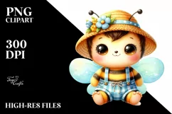 Cute Baby Bee Dressed Watercolor | Sublimation Clipart Product Image 3