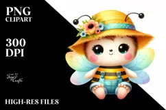 Cute Baby Bee Dressed Watercolor | Sublimation Clipart Product Image 3