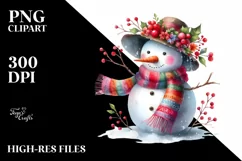 Colorful Snowman with Scarf PNG Product Image 2