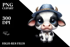 Watercolor Baby Cow Clipart Product Image 1