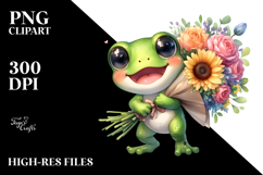 Baby Frog Watercolor Clipart Product Image 2