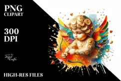 Cupid Angel Of Love Gesture Watercolor Florals Clipart Product Image 7