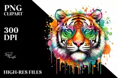 Quirky Colorful Artistic Tiger | Sublimation | Clipart Product Image 1