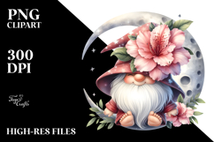 Gnome with Large Chrysanthemum PNG Product Image 2
