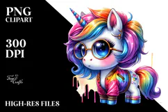 Vibrant Unicorn with Cool Haircut PNG Product Image 2