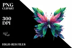 Vibrant Butterfly with Plant Leaves, PNG Product Image 3
