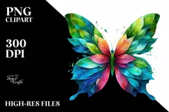 Vibrant Butterfly with Plant Leaves, PNG Product Image 3