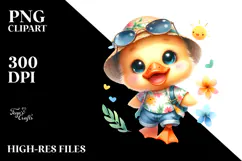 Cute Baby Duck in Summer Clothes PNG Product Image 2