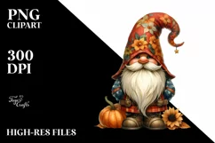 Autumn Gnome Watercolor PNG Product Image 1