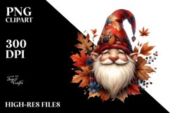 Detailed Watercolor Autumn Gnome PNG Product Image 1