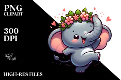 trending elephant with Flower Crown PNG Product Image 2