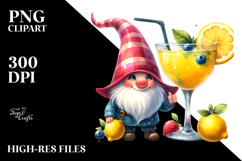 Gnome Drinking Cocktail with Gigantic Lemon, PNG Product Image 2