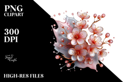 Abstract Cherry Blossom with Golden Insertions PNG Product Image 2