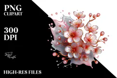 Abstract Cherry Blossom with Golden Insertions PNG Product Image 2