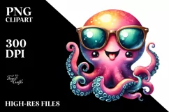 Vibrant Watercolor Whimsical Octopus Sunglasses Product Image 1