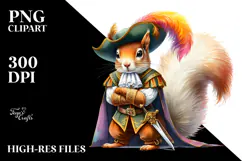 Colorful Squirrel in Musketeer Suit PNG Product Image 2