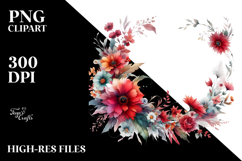 Vibrant Floral Frame | Red Flowers | Clipart Product Image 2