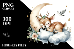 Whimsical Baby Deer Sleeping PNG Product Image 2