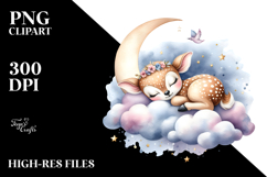 Whimsical Baby Deer Sleeping on Moon PNG Product Image 2