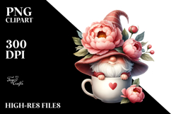 Whimsical Gnome with Peonies PNG Product Image 2