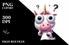 Expressive Very Confused Unicorn PNG Product Image 3