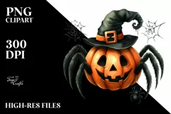 Funny Watercolor Haloween Spider | Haloween Clipart Product Image 1