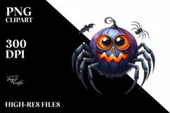 Funny Watercolor Haloween Spider | Haloween Clipart Product Image 1