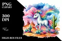 Baby Unicorn with Desert Scene PNG Product Image 3