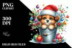 Colorful Dog with Santa Hat PNG Product Image 2