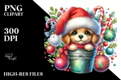 Colorful Dog with Santa Hat PNG Product Image 2