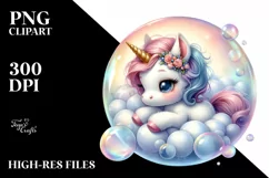 Baby Unicorn in Bubble | Sublimation | Clipart Product Image 1